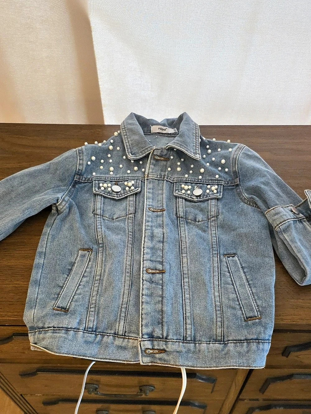 Studded Denim Jacket in Blue Like New